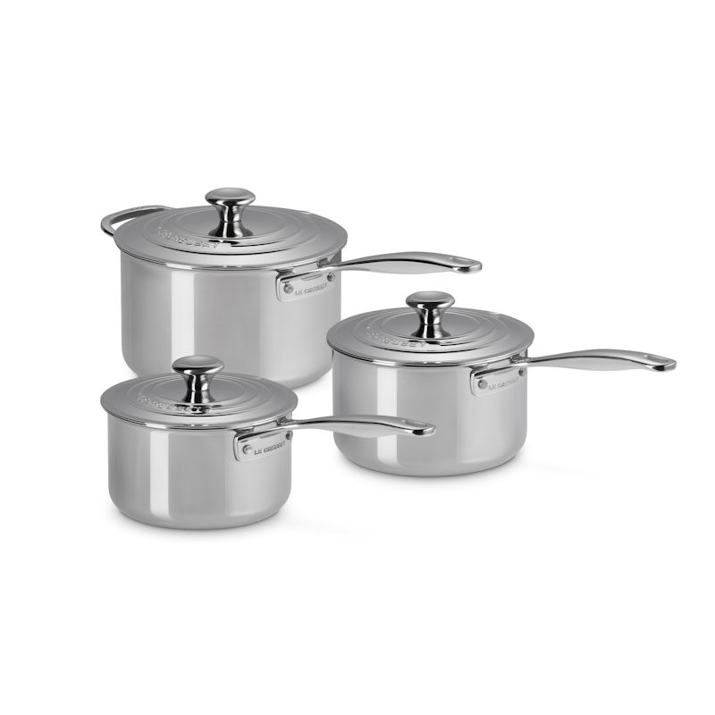 Le Creuset 3-ply SS 3-Piece Saucepan Set
