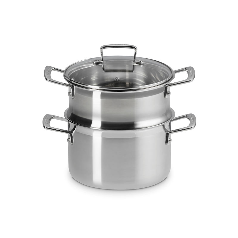 Le Creuset 3-ply SS 20cm Casserole with Steamer