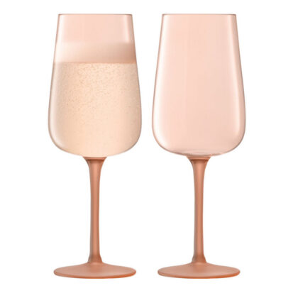LSA Arc Contrast Flute Glass 280ml Coral x 2