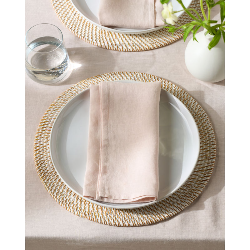 The White Company Whitewashed Rattan Placemat S/2